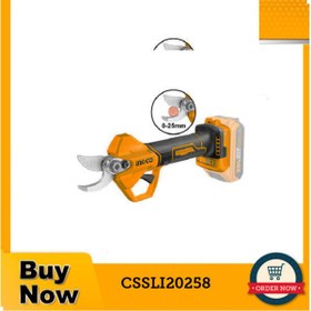 تصویر قیچی باغبانی شارژی اینکو مدل CSSLI20258 Ingco CSSLI20258 Lithium-Ion Cauge Straight Shear 20V