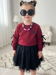 تصویر ست کراپ دامن پاپیون و تور 