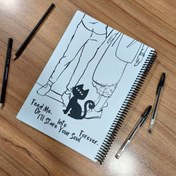 تصویر دفتر یک خط 100 برگ پاپکو PAPCO مدل بلک اند وایت سایز رحلی 