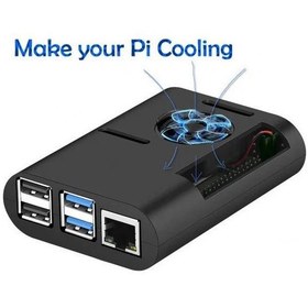 تصویر قاب رزبری پای 4 با قابلیت نصب فن به همراه فن و هیت سینک Raspberry Pi 4 B case - fan - heat sink