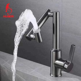 تصویر شیر روشویی دو حالته چرخشی 360 درجه_ برند هوادیائو اصلی جدید - دودی Two-mode 360-degree rotating faucet - new original Huadiao brand