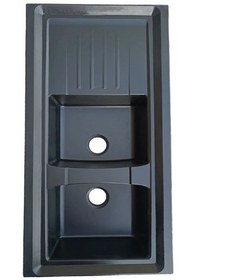 تصویر سینک گرانیتی روکار سایز ۱۲۰در ۶۰ برندلوتوس رنگ مشکی Lotus DUBLE basin granite sink