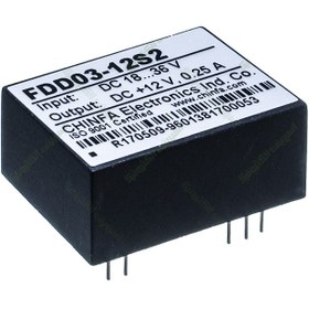 تصویر مبدل ولتاژ چینفا 250 میلی آمپر CHINFA FDD03-12S2 DC/DC IN:18-36V OUT:+12V 