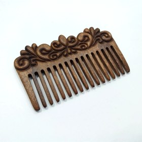 تصویر شانه چوبی منبت کاری طرح گل کد HG-136 