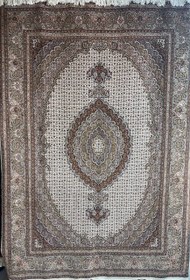 تصویر قالیچه ماهی 50 رج تبریز گل ابریشم handmade carpet mahi tabriz