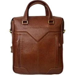 تصویر کیف دوشی مردانه طرح اهورا چرم طبیعی رایا 