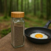 تصویر جا ادویه شیشه ای درچوبی 14سانت 