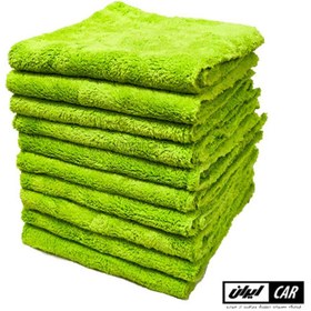 تصویر بسته 10 عددی حوله مایکروفایبر سبز رویال دیتیل مدل Royal Detail Green Microfiber Cloth 