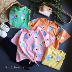 تصویر ست کراپ شلوارک پرنده 