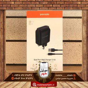 تصویر فست شارژر دیواری پرودو مدل PD-0203MU2-BK با کابل 1.2 متر با گارانتی 