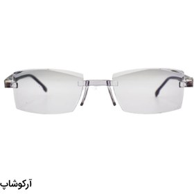 تصویر عینک طبی دور بین با نمره -2.00 فریم لس، دسته مشکی، لنز بلوکات و شکل مستطیلی مدل DBA301 