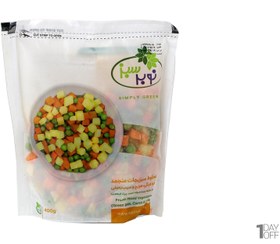 تصویر مخلوط سبزیجات هویج، نخودفرنگی و سیب‌زمینی منجمد نوبر سبز 400 گرم 