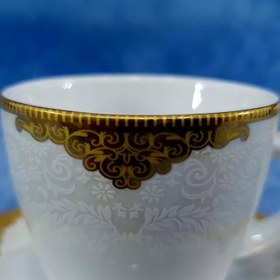 تصویر ست فنجان و نعلبکی چینی لورین مدل مروارید بسته 12 عددی 