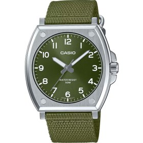 تصویر ساعت مچی مردانه با صفحه سبز کوارتز و بند نایلونی مدل MTP-E730C-3AV برند casio Quartz Green Dial Nylon Strap Men's Watch MTP-E730C-3AV