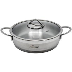 تصویر تابه دو دسته استیل یونیک مدل UN-9943 سایز ۲۴ درب دار 