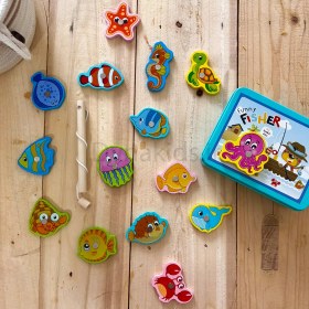 تصویر ست ماهیگیری آهنربایی جعبه فلزی Funny Fisher 