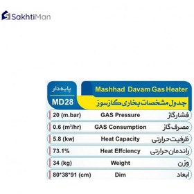 تصویر بخاری شومينه گازی مشهد دوام مدل پایه دار MD28 