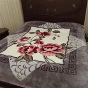 تصویر پتو دو نفره گلبافت گلدار بنفش زرشکی کرم قرمز 