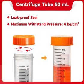 تصویر لوله فالکون ۵۰ میلی لیتر استریل ۲۵ عددی (Free from RNase&DNase) 50 mL Centrifuge Tube, Individual Packing, Sterile DNase& RNase Free EP-5001-J