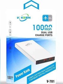 تصویر پاور بانک 10000 V.KEEN مدلv701l دو خروجی USB خروجی micro وT.C Powerbank vkeen model v701