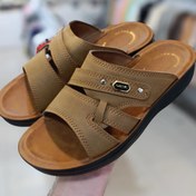 تصویر دمپایی مردانه عربی کد 1214 رنگ قهوه ای و سدری سایز ۴۰ تا ۴۴ 