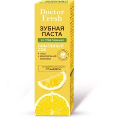 تصویر خمیر دندان روسی دکتر فرش Doctor fresh سفید کننده سه بعدی عصاره لیمو 75 میل 