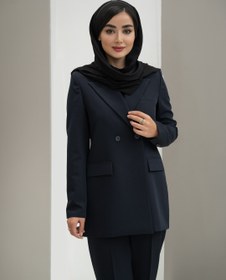 تصویر مانتو و شلوار فیونا با یقه بلیزری شلوار نیم بگ 