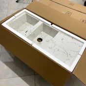 تصویر سینک گرانیتی کیارا توکار ۲ لگن سایز ۱۱۵ در ۵۰ سانت - لگن چپ / سفید شنی 