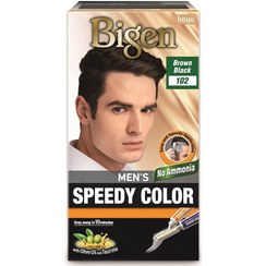 تصویر کیت رنگ موی بدون آمونیاک آقایان بیگن Bigen Men Speedy شماره 102 مشکی متمایل به قهوه ای 