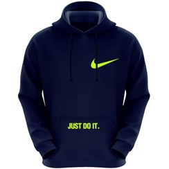 تصویر هودی مردانه کلاه دار زمستانی طرح نایک رنگ سرمه ای طرح فسفری کدNOC40 