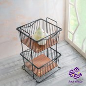 تصویر جا سیب زمینی و پیاز کاوه مدل مانا دو طبقه مشکی 