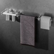 تصویر آویز حوله +جای مایع+جای مسواک+نگهدارنده دستمال رول- مدل ROUND 