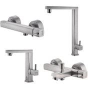 تصویر ست شیرآلات درخشان مدل اسپینر کروم و طلایی 