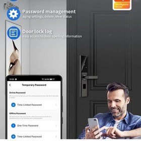 تصویر دستگیره هوشمند لوته اثرانگشتی مدل Tuya فول اتومات قفل هوشمند برند smart lock لمسی v200 قفل دیجیتال تویا هوشمند سازی 