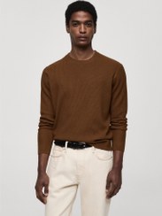 تصویر سوئیشرت یقه گرد راه‌راه برند mango man Ribbed Crew Neck Sweater