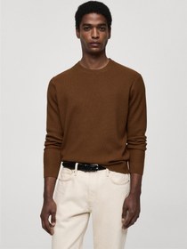 تصویر سوئیشرت یقه گرد راه‌راه برند mango man Ribbed Crew Neck Sweater