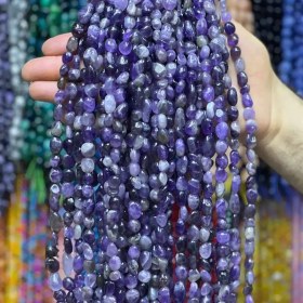 تصویر ریسه سنگ نامنظم آمیتیست سایز 8در10 کد12226 Irregular amethyst stone strand, size 8x10, code 12226