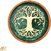 تصویر تابلو چوب و رزین روکش طلا طرح درخت زندگی W07 