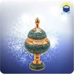 تصویر شکلات خوری مس و فیروزه کوب نقلی 18 سانتی آقاجانی 