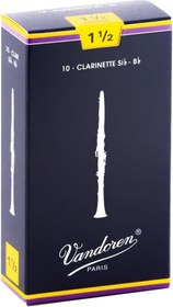 تصویر نی کلارینت سنتی واندورن بی بی، جعبه 10 تایی - قدرت 1،5 - ارسال 20 روز کاری Vandoren Traditional Bb clarinet reeds, box of 10 - Strength 1,5