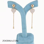 تصویر گوشواره میخی ژوپینگ مدل قلب طرح طلا رنگ ثابت ضد حساسیت کد AAC-88 