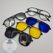 تصویر عینک طبی با ۴ کاور مگنتی آفتابی کد ۲۳۳۳ 
