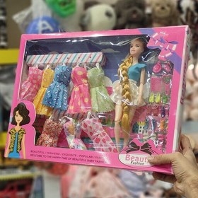 تصویر باربی با لباس و کفش اضافه و لوازم آرایش عروسک اسباب بازی دخترونه باربی تمام مفصلی جدید اصلی 