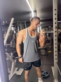 تصویر رکابی قهرمانی طرح Nike بدنسازی طوسی 