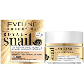 تصویر کرم شب و روز ضدچروک رویال حلزون اولاین فرمول اختصاصی کره ای 50 میل Eveline Royal Snail Concentrated Anti Wrinkle Day and Night 40+ Cream