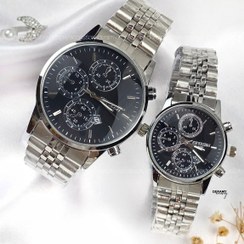 تصویر ست ساعت مچی سیتیزن VIP زنانه و مردانه بند استیل صفحه مشکی ضد حساسیت 