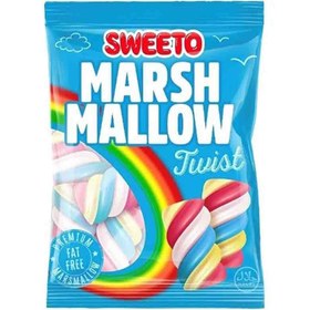 تصویر مارشمالو سویتو Sweeto Marshmallow Twist با طرح پیچ خوردگی رنگین کمان 140 گرم 