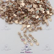 تصویر سرزیپ نمره سه فلزی طلایی نگین هفت رنگ قلبی (بسته 100 عددی) 