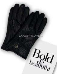 تصویر دستکش چرمی مشکی مردانه 