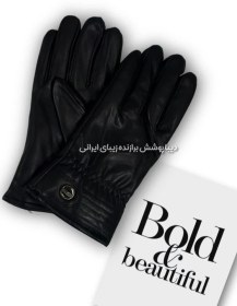 تصویر دستکش چرمی مشکی مردانه 